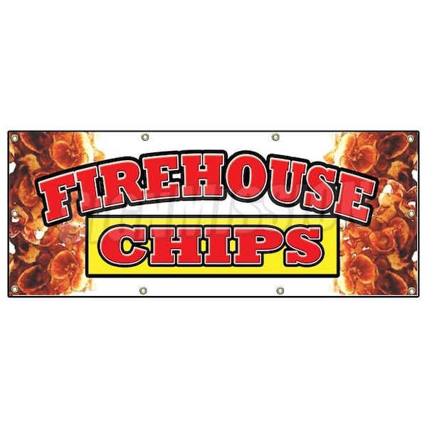 Signmission FIREHOUSE CHIPS BANNER SIGN chips restaurant snacks subs combo B-96 Firehouse Chips - main